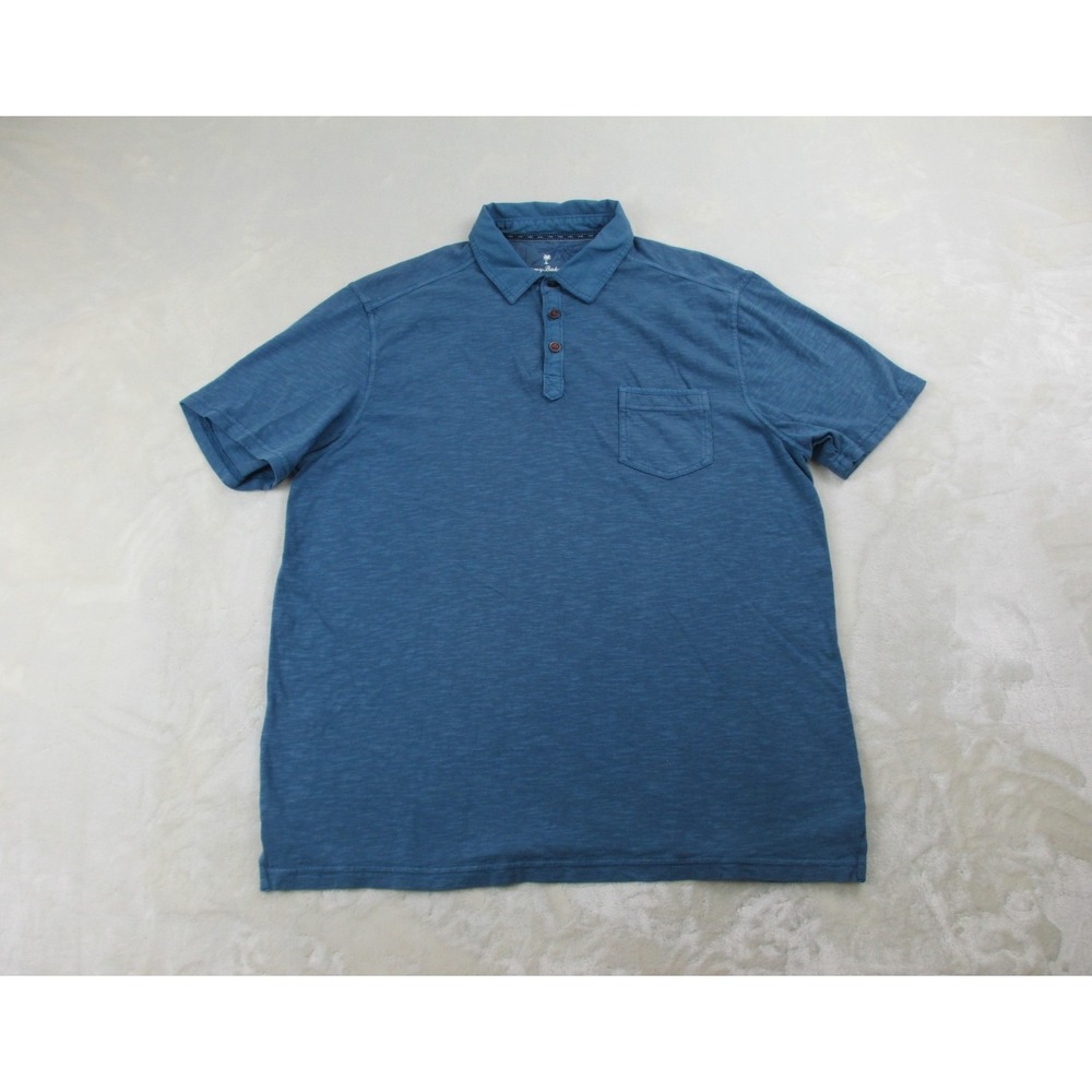Tommy Bahama Polo Shirt Mens Large Blue Marlin Organic Cotton‎ Preppy Casual